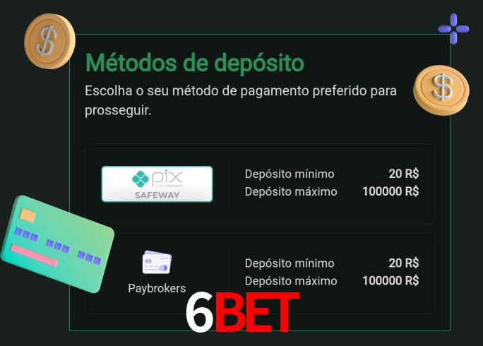 O cassino 6Bet oferece uma grande variedade de métodos de pagamento